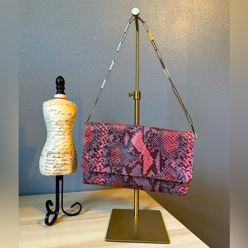 BEBE SNAKESKIN PRINT SHOULDER BAG. - Picture 1 of 8